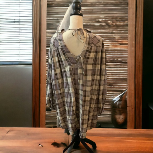 Free People American Pie Patchwork Kimono Duster Gray Black Purple OS - Picture 2 of 9